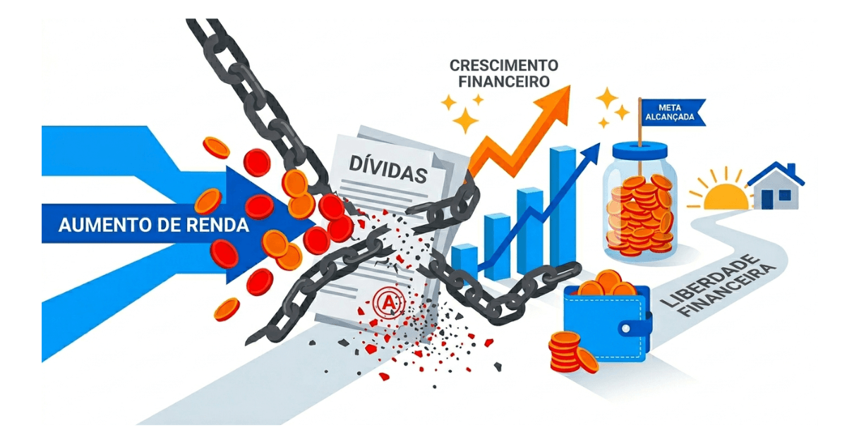 Ilustração de dinheiro sendo direcionado para redução de dívidas